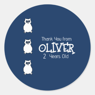 Sticker Rond Fête d'anniversaire de la Chouette Bleue de minuit