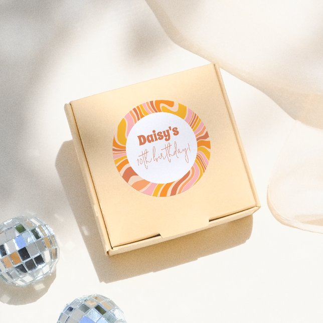 Sticker Rond Fête d'anniversaire de la fille rose Super (Créateur téléchargé)