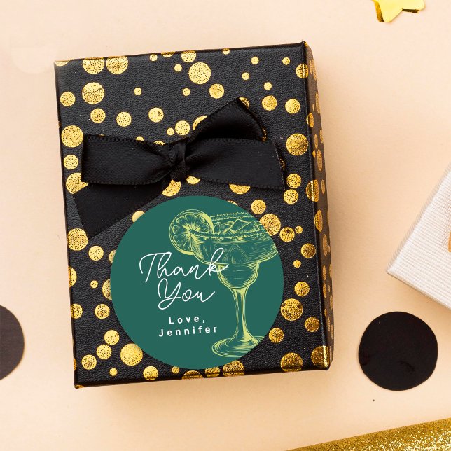 Sticker Rond Fête d'anniversaire de la Margarita verte moderne (Créateur téléchargé)