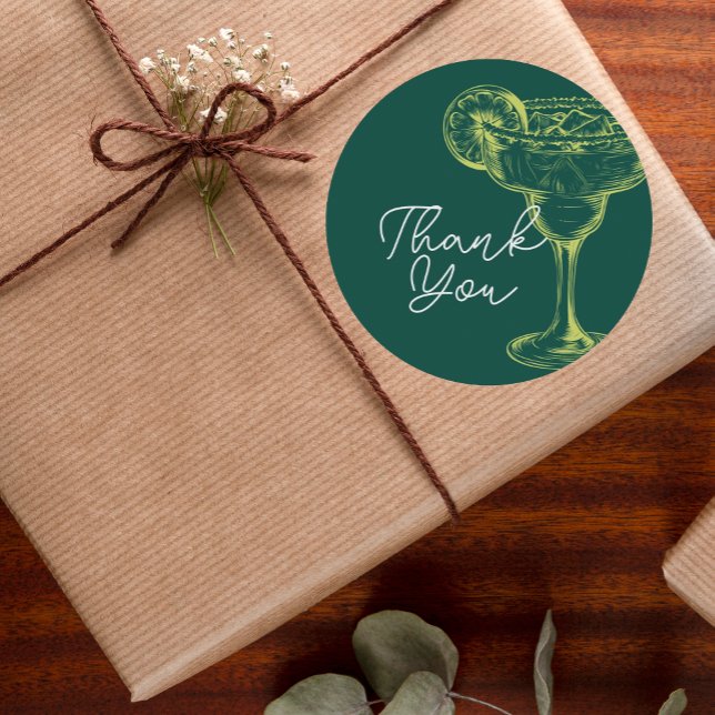 Sticker Rond Fête d'anniversaire de la Margarita verte moderne (Créateur téléchargé)