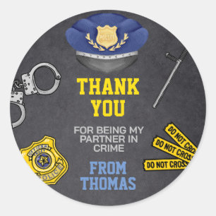Sticker Rond Fête d'anniversaire de la police Favoriser