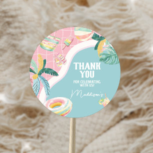 Sticker Rond Fête d'anniversaire de la poule