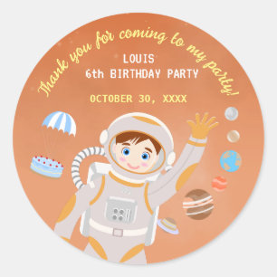 Sticker Rond Fête d'anniversaire de l'astronaute de Mars