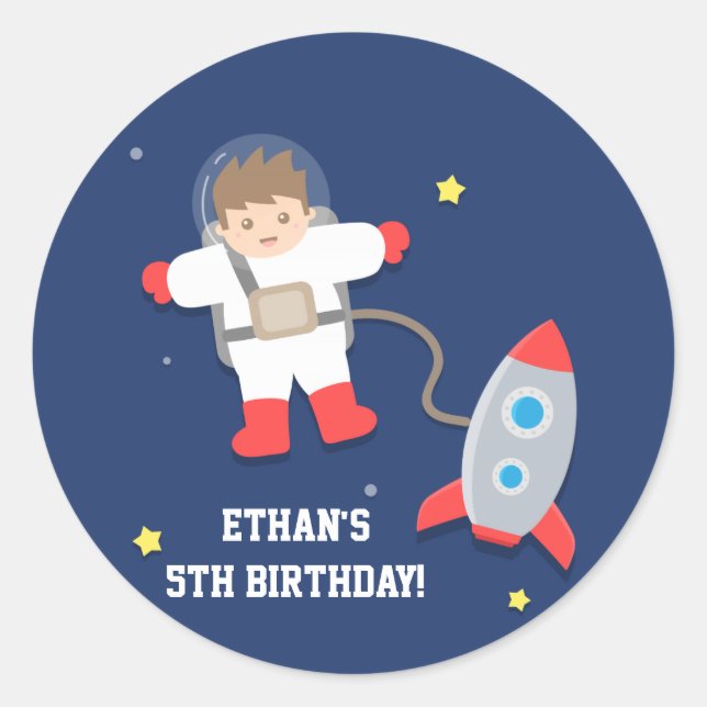 Sticker Rond Fête d'anniversaire de l'astronaute spatial Rocksh (Devant)