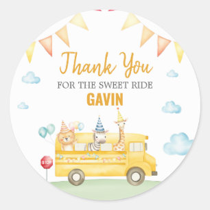 Sticker Rond Fête d'anniversaire de l'école jaune