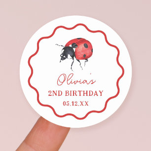Sticker Rond Fête d'anniversaire de Little Ladybug