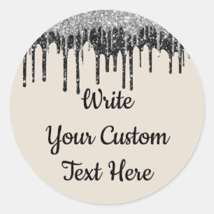 Sticker Rond Fête d'anniversaire de mariage Tan Argent Paillett