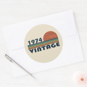 Sticker Rond Fête d'anniversaire de naissance en 1974