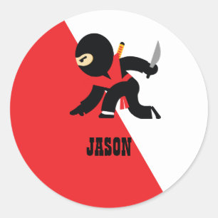Sticker Rond Fête d'anniversaire de Ninja