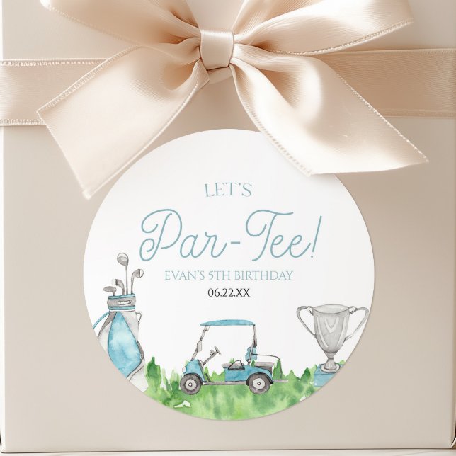 Sticker Rond Fête d'anniversaire de Par-Tee Blue Golf (Créateur téléchargé)