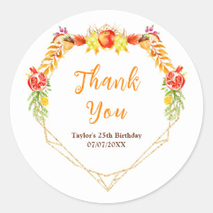 Sticker Rond Fête d'anniversaire de récolte d'automne Merci