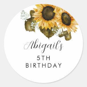 Sticker Rond Fête d'anniversaire de tournesol Favoriser