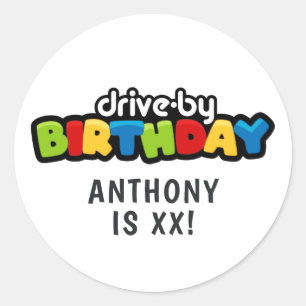Sticker Rond Fête d'anniversaire défilé Fun Drive By