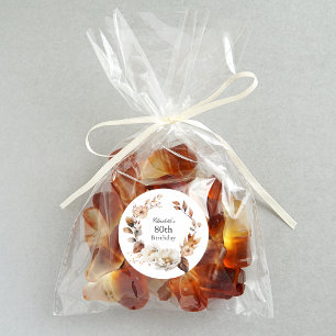 Sticker Rond Fête d'anniversaire des 80 ans aux couleurs floral