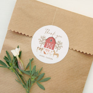 Sticker Rond Fête d'anniversaire des animaux de ferme