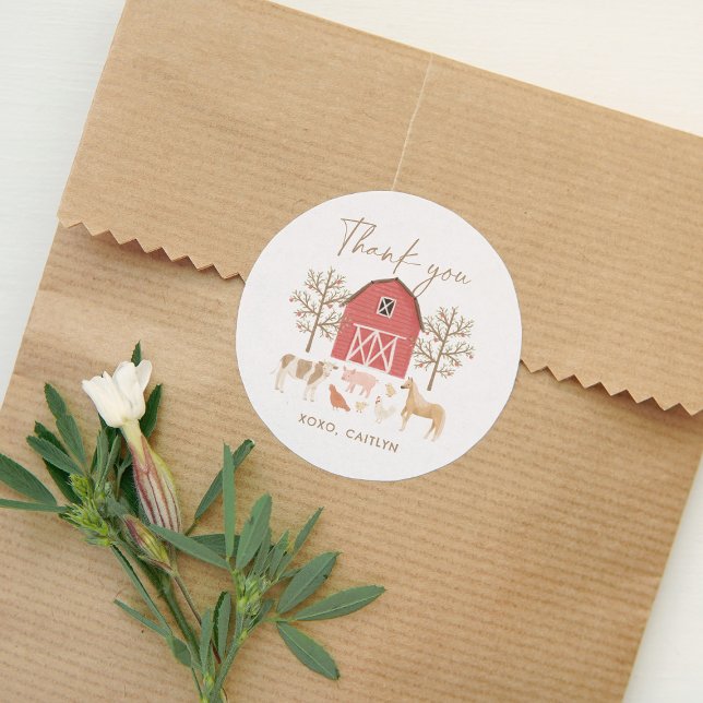 Sticker Rond Fête d'anniversaire des animaux de ferme (Créateur téléchargé)