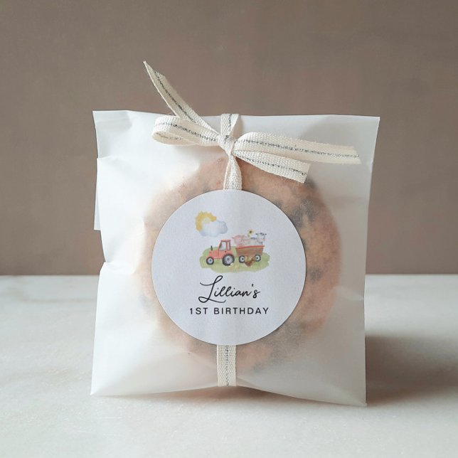 Sticker Rond Fête d'anniversaire des animaux de ferme (Créateur téléchargé)