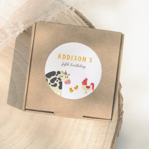 Sticker Rond Fête d'anniversaire des animaux de la ferme Oink B