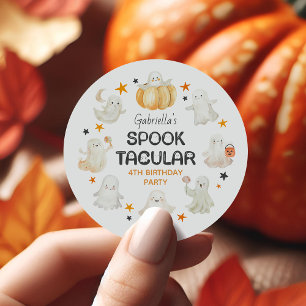 Sticker Rond Fête d'anniversaire des enfants avec des fantômes 