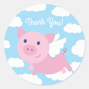 Sticker Rond Fête d'anniversaire des enfants de Cochons volants