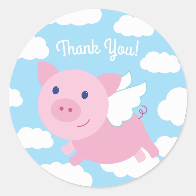 Sticker Rond Fête d'anniversaire des enfants de Cochons volants (Devant)