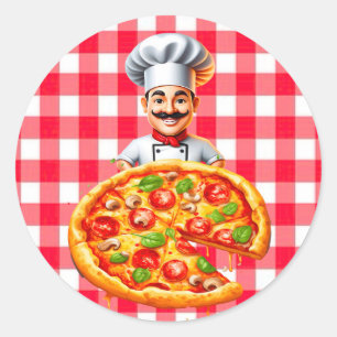 Sticker Rond Fête d'anniversaire des enfants de Pizza