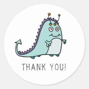 Sticker Rond Fête d'anniversaire des garçons Monster 1 an