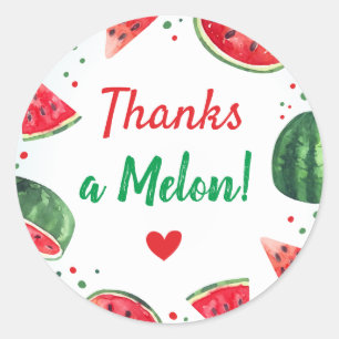 Sticker Rond Fête d'anniversaire d'été à la pastèque Merci beau