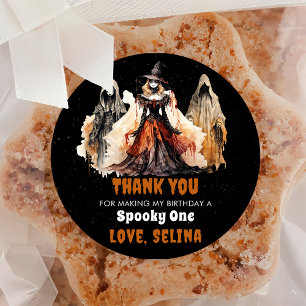 Sticker Rond Fête d'anniversaire d'Halloween Cute Ghost