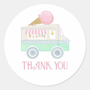 Sticker Rond Fête d'anniversaire du camion à glace Retro