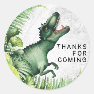 Sticker Rond Fête d'anniversaire du dinosaure T-Rex Merci