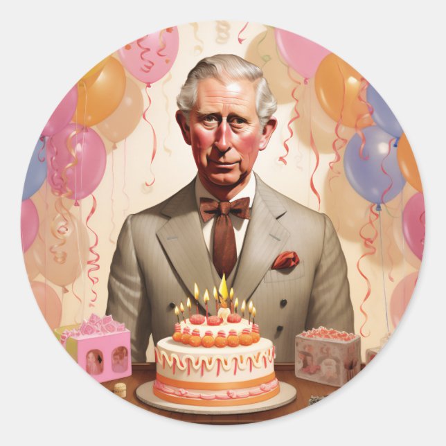 Sticker Rond Fête d'anniversaire du roi Charles III (Devant)