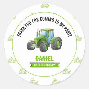 Sticker Rond Fête d'anniversaire du tracteur