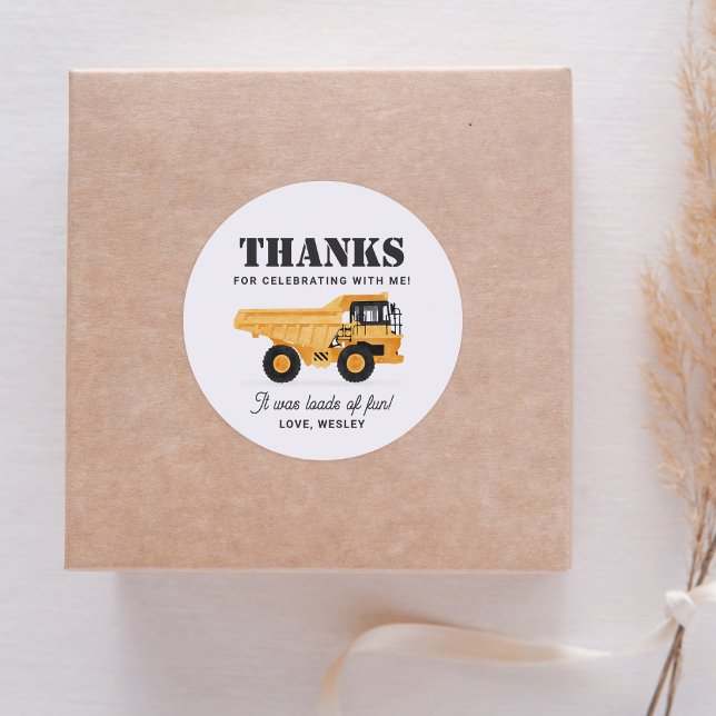 Sticker Rond Fête d'anniversaire du véhicule de construction (Créateur téléchargé)