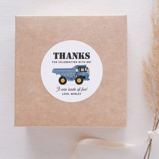 Sticker Rond Fête d'anniversaire du véhicule de construction (Créateur téléchargé)