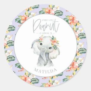 Sticker Rond Fête d'anniversaire d'un éléphant à l'aquarelle