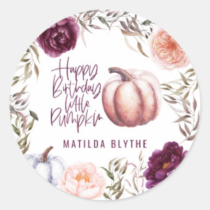Sticker Rond Fête d'anniversaire d'un petit citrouille à l'auto