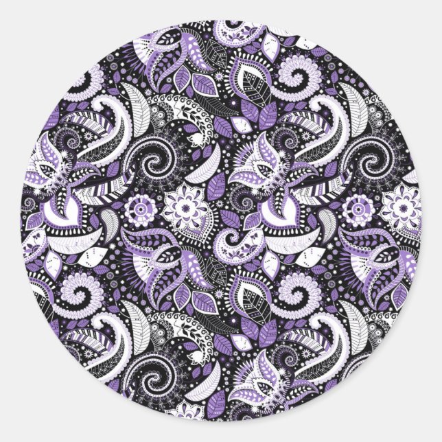 Sticker Rond Fête d'anniversaire élégante avec impression paisl (Devant)