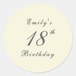 Sticker Rond Fête d'anniversaire élégante moderne crème 18 ans