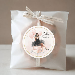 Sticker Rond Fête d'anniversaire élégante pour fille 