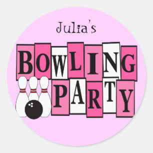 Sticker Rond Fête d'anniversaire faite sur commande de bowling