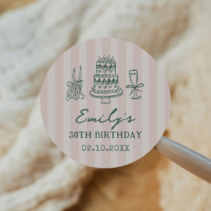 Sticker Rond Fête d'anniversaire fantaisiste funky excentrique 