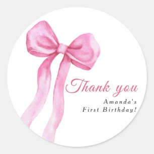 Sticker Rond Fête d'anniversaire fille arc en ciel aquarelle me