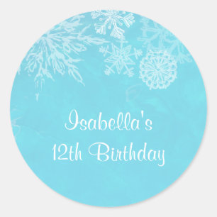 Sticker Rond Fête d'anniversaire Flocon de neige de Noël hivern