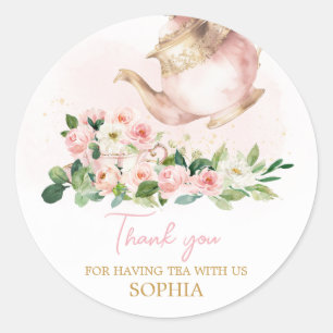 Sticker Rond Fête d'anniversaire Floral Tea Garden