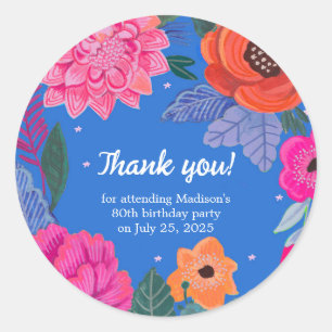 Sticker Rond Fête d'anniversaire florale lumineuse