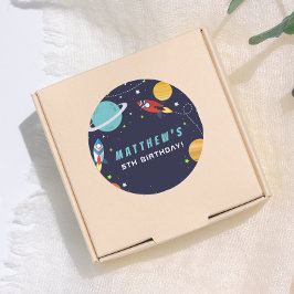 Sticker Rond Fête d'anniversaire Fusée spatiale