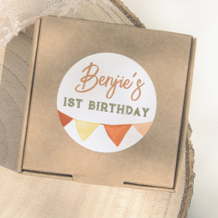Sticker Rond Fête d'anniversaire garçon guirlande de couleurs b