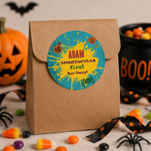 Sticker Rond Fête d'anniversaire Halloween pour enfants Hallowe