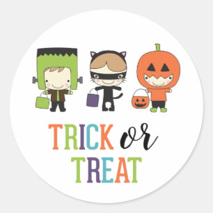 Sticker Rond Fête d'anniversaire Halloween Trick or Treat pour